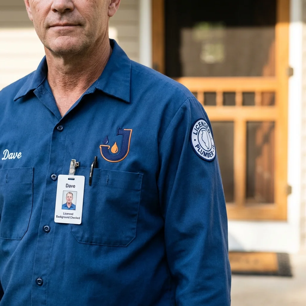 Licensed plumber showing ID badge in Merritt Island, FL