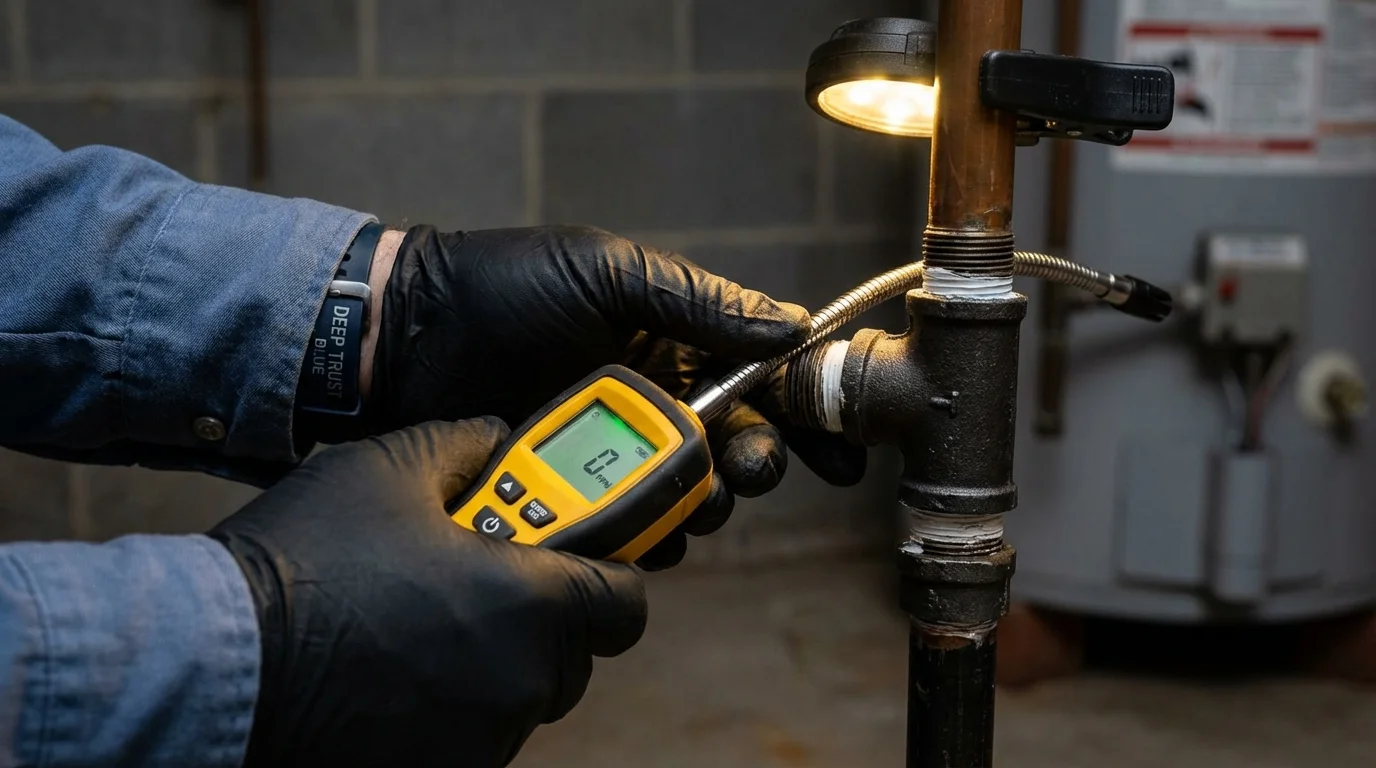 Gas leak detection with electronic sniffer by Johns Plumbing LLC in Merritt Island