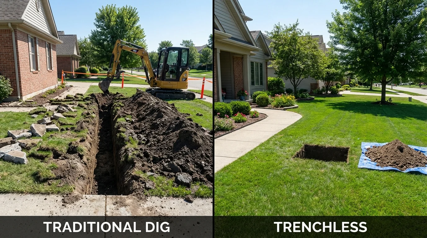 Trenchless sewer repair with minimal yard damage versus traditional excavation in Merritt Island, FL